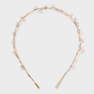 Two Row Pearl Squiggly Headband - A New Day™ Gold - 1 of 3