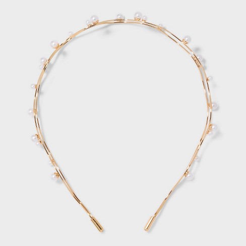 Two Row Pearl Squiggly Headband - A New Day™ Gold - image 1 of 3