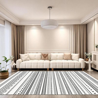 MaseiKar Washable Area Rug, Soft Faux Cashmere Carpet with Non-Slip Backing for Living Room, Bedroom, Dining Room, Modern Boho Style