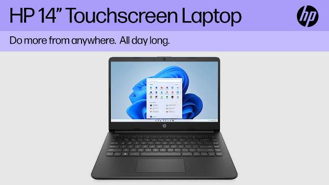 HP 14" Touchscreen Laptop - Intel Celeron - 4GB RAM - 64GB eMMC Storage - Windows 11, 2 of 10, play video