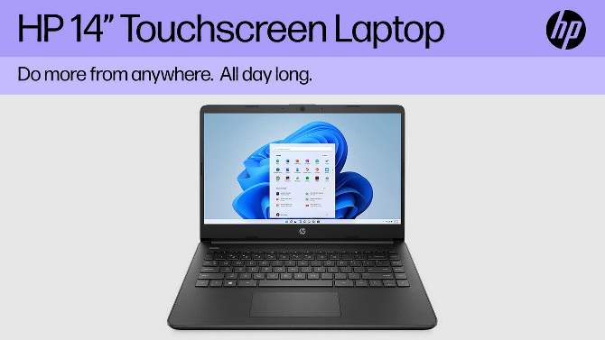 HP 14" Touchscreen Laptop - Intel Celeron - 4GB RAM - 64GB eMMC Storage - Windows 11, 2 of 8, play video