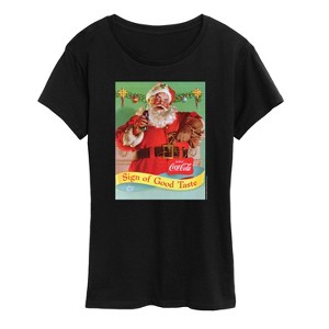 Women's - Coca-Cola - Vintage Christmas Santa Sign Of Good Taste Short Sleeve Graphic T-Shirt - 1 of 4