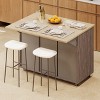 51" Farmhouse Rolling Kitchen Island Kitchen Storage Cart on Lockable Wheels with Drop Leaf, Storage Racks, Towel Rack, Brown/Black-ModernLuxe - 2 of 4