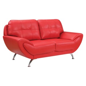 Dechant Contemporary Tufted Leatherette Loveseat Red - ioHOMES