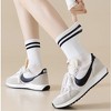 Anna-Kaci Women's 2-Pair Set Crew Athletic Socks with Striped Cuffs and Full Sole Grip for Yoga Fitness - 3 of 4