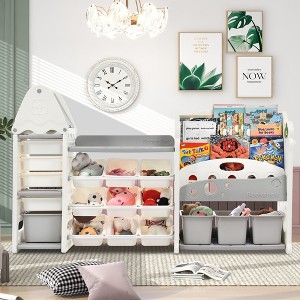Vynxaria Kids Bookshelf & Toy Storage Organizer: 17 Bins, 5 Shelves - Multi-functional Nursery Furniture Set with HDPE Storage Solutions - 1 of 4