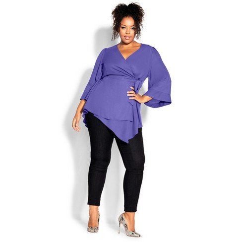 City Chic  Women's Plus Size Top Shibara Vibes - Royal Blue - 12 Plus :  Target