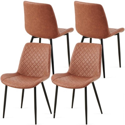 NicBex Faux Leather Dining Chairs Set of 4,Upholstered Armless Kitchen Chairs with High Back and Metal Legs for Dining Room,Kitchen