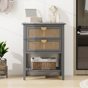Srorage Cabinet, Natural Rattan, American Furniture, Suitable for Bedroom, Living Room, Study - 1 of 4