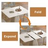 5-Piece Expandable Dining Table Set with 4 Dining Chairs, Modern Retractable Rock Slab Table with Stainless Steel Base for Dining Room - Panipeachy - 2 of 4