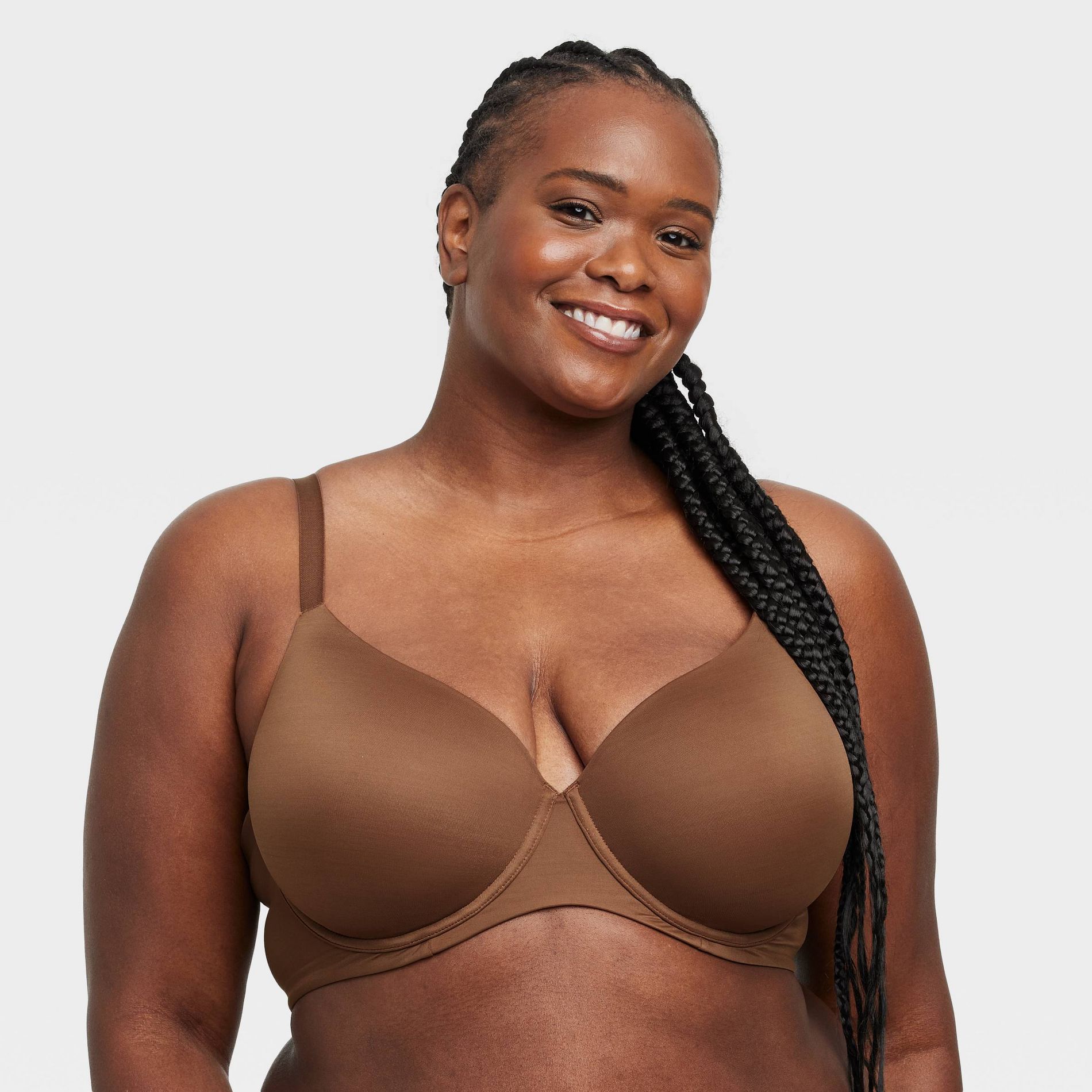 Women's Lightly Lined Full Coverage Bra - Auden™ Brown 48D: Adjustable Straps, Underwire, Knit Jersey
