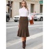 INSPIRE CHIC Women's Corduroy High Waist Button Front Fishtail Skirt with Pockets Midi Skirts - 2 of 4