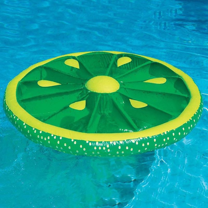 Swimline 9054G Giant 60" Round Inflatable Lime Slice Island Swimming Pool Float, Lake Water Raft 1 Person Floating Lounger for Kids and Adults, Green, 5 of 7