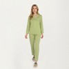 Anna-Kaci Lounge Women's 2-Piece Set Long Sleeve Button Front Top and Matching Relaxed Fit Pants Pajama Set with Contrast Piping - 3 of 4