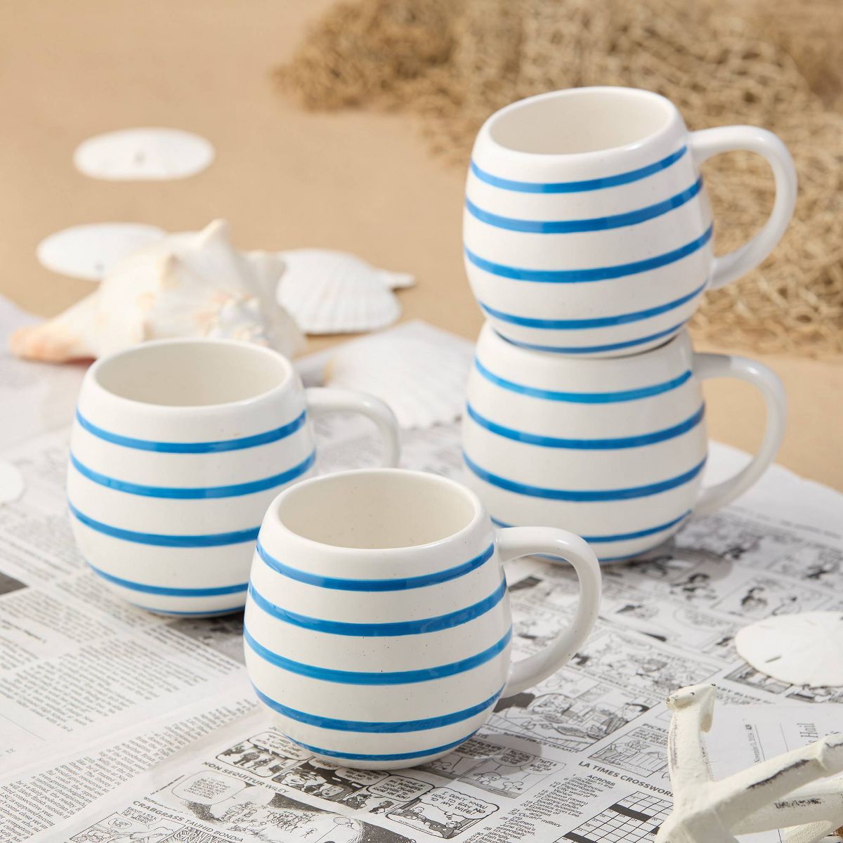Certified International (Set of 4) 20oz Mugs Dockside Blue - thumbnail 2