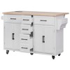 Lycvki 56.5'' Rolling Kitchen Island with Drop Leaf, Embossed Vertical Stripe - 2 of 4