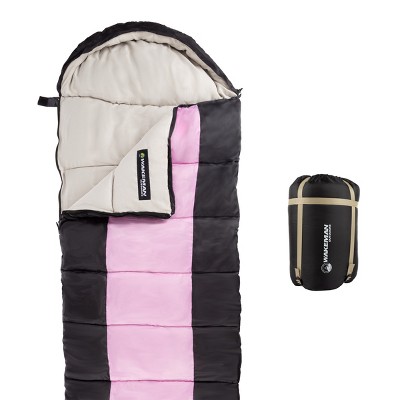 Leisure Sports 3-Season Envelope-Style Sleeping Bag With Hood - Pink/Black