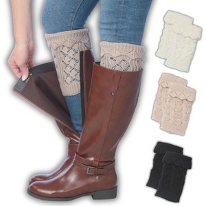 Tipi Toe Women's 3 Pairs Translucent Textures Knitted Leg Warmer Boot Topper Cuffs - 1 of 1