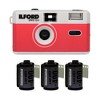 Ilford Sprite 35-II Reusable 35mm Analog Film Camera (Silver & Red) & Film 3-Pk - image 2 of 3