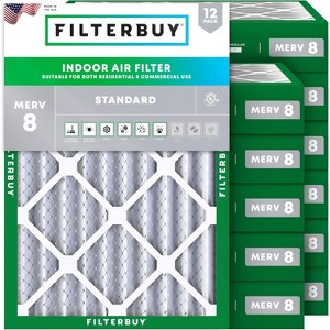 Filterbuy 14x18x4 Air Filter (12-Pack), Pleated MERV 8 Dust Defense Replacement HVAC AC Furnace Filters (Actual Size: 13.50 x 17.50 x 3.63) - 1 of 4
