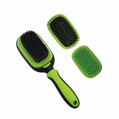 Pet Life Conversion 5-in-1 Dematt Deshed Bristle Pin and Massage Grooming Pet Comb, Blue