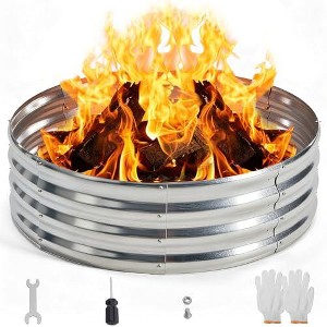 Kumasinova 3/4/5 FT Circluar Fire Pit Ring with Complete Tools,Heavy-Duty Galvanized Steel Outdoor Fire Pit,Foldable Design for BBQ Parties - 1 of 1