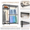 QingMoon Heavy-Duty Rolling Garment Rack, Portable Closet Rack, 3 Tiers Adjustable Wire Shelving Clothes Rack with 2 Clothes Rails and Side Hooks - 4 of 4