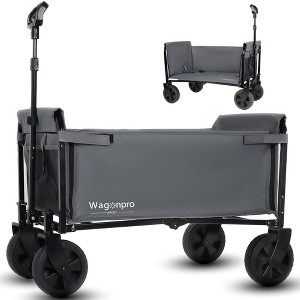 NAYSAYE Folding Wagon Trolley with Bench Seat Dog Leash Heavy Duty Design for Camping Beach and Shopping, Gray, 29"*18"*32.75" - 1 of 4