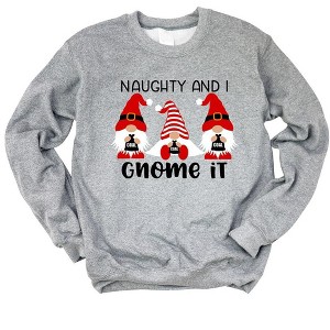 Simply Sage Market Women's Graphic Sweatshirt Naughty and I Gnome It - 1 of 4