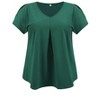 GRACE & GRANDEUR Women's Plus Size Front Pleated V Neck Slit Sleeve Cold Shoulder Summer Blouses - 4 of 4