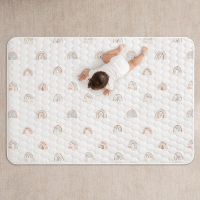 Rainbow Patterned Soft Quilted Baby Play Mat - 48" x 72"