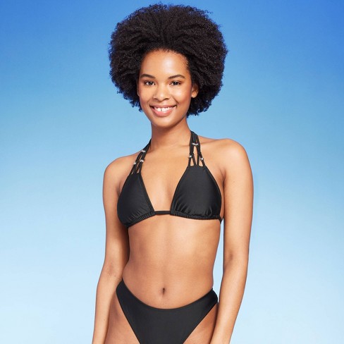 Women's Beaded Macrame Triangle Bikini Top - Wild Fable™ Black Xxs : Target