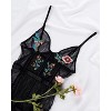 Memoi Women's Embroidered Mesh Hummingbird Floral Bodysuit - 4 of 4