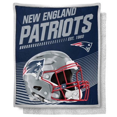NFL New England Patriots New School Mink Sherpa Throw Blanket