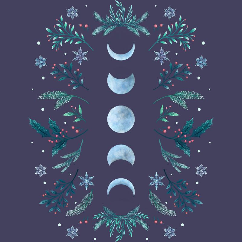 Women's Design By Humans Moonlight Garden - Teal Snow By EpisodicDrawing Racerback Tank Top, 2 of 4
