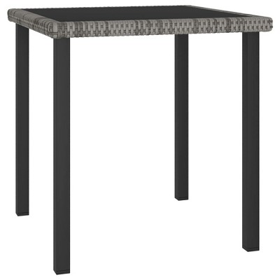 vidaXL Patio Dining Table, Gray 27.6"x27.6"x28.7" Poly Rattan