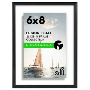 Americanflat 6x8 Floating Picture Frame with Shatter-Resistant Glass - Fits 5x7 Photos or Smaller - Slide-In Photo Frame - Fusion Float - Black - 1 of 1