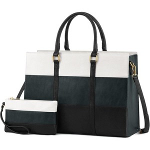 15.6 Inch Work Bags for Women, Vintage Leather Laptop Tote Bag, Waterproof Computer Bags with Clutch Purse - 1 of 4