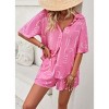 Women Summer 2 Piece Beach Outfits Printed Short Sleeve Tops Lounge Shorts Casual Tracksuit Set - 3 of 4