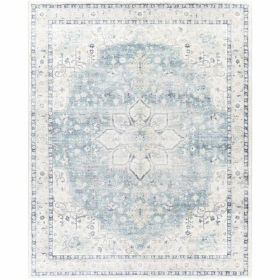 Mark & Day Heiereind 7'6"x9'5" Rectangle Woven Indoor Area Rugs Navy: Traditional Medallion, Stain-Resistant, Pet Friendly