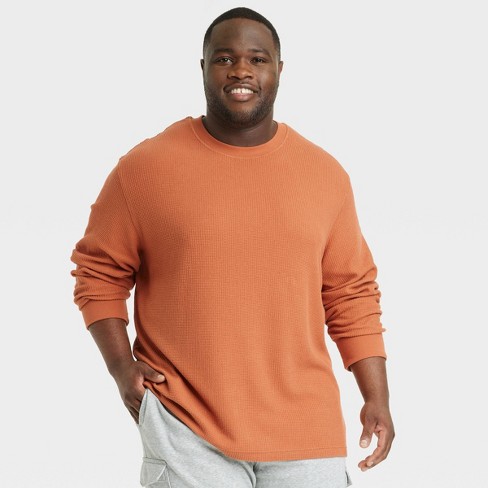 Men's Big & Tall Long Sleeve Textured Crewneck T-Shirt - Goodfellow & Co™  Orange 5XL