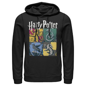 Men's Harry Potter Hogwarts Houses Vintage Collage Pull Over Hoodie - 1 of 4