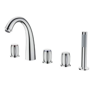 CASAINC 3-Handle Deck Mount Roman Tub Faucet with Hand Shower in Brushed Nickel - 1 of 1