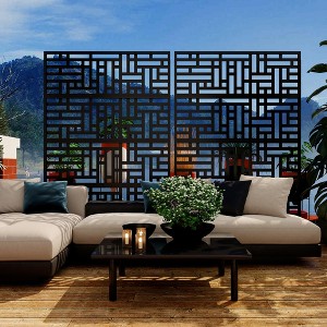 Metal Privacy Screen - Rust-Proof Scroll Design for Yard, Flower Bed Borders & Patio Dividers, Snap-Together Installation - 1 of 4