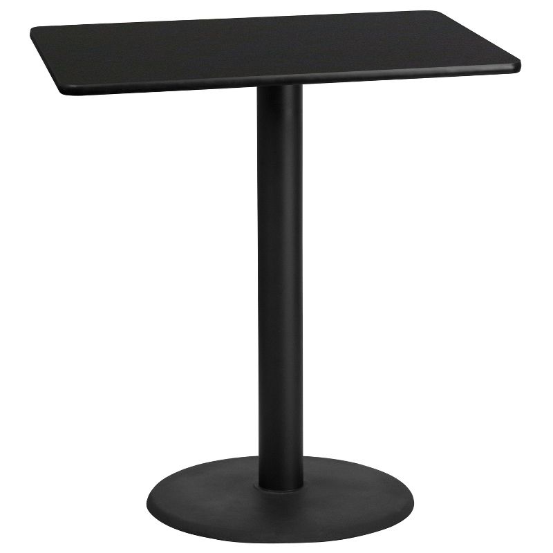 Flash Furniture 30'' x 42'' Rectangular Laminate Table Top with 24'' Round Bar Height Table Base, 1 of 3