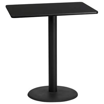 Flash Furniture 30'' x 42'' Rectangular Laminate Table Top with 24'' Round Bar Height Table Base