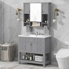 Wood Medicine Cabinet,Shaving Cabinet,Bathroom Wall Cabinet With Mirror,Vanity Mirror Cabinet,Wall Mounted Bathroom Storage Cabinet-The Pop Home - 2 of 4