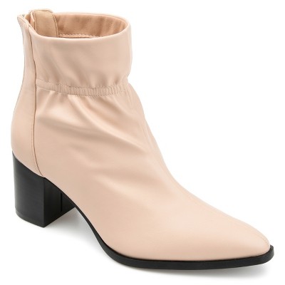 Journee Collection Women's Heddy Back Heel Zip Stacked Heel Booties