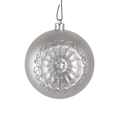 Silver Shatterproof Plastic Christmas Ornaments Set of 6