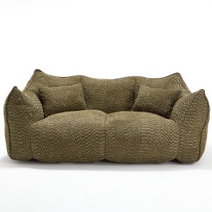 Cesicia 73.2 in-W x 38.6 in-D x 30.7 in-H Beige Chenille Bean Bag Sofa Chair for 2 People - 1 of 4